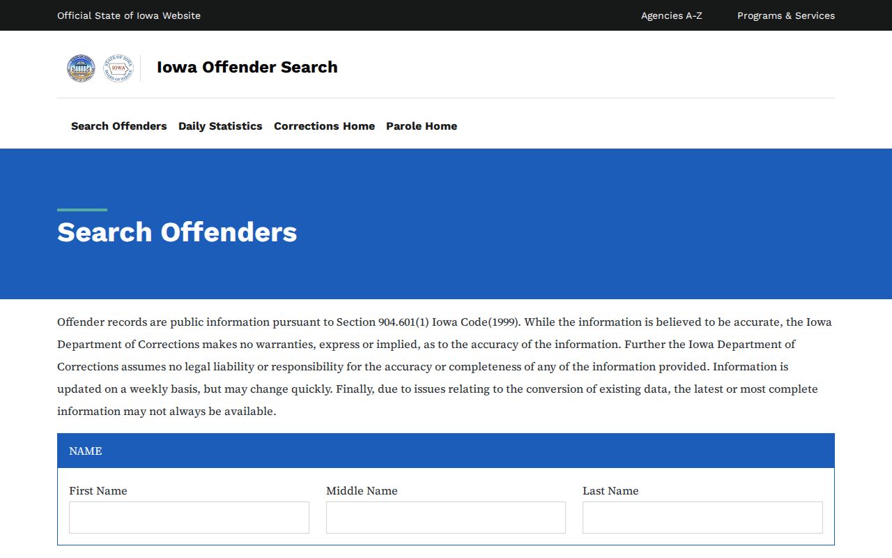 Clarke County arrest custody lookup in Iowa DOC Offender Information