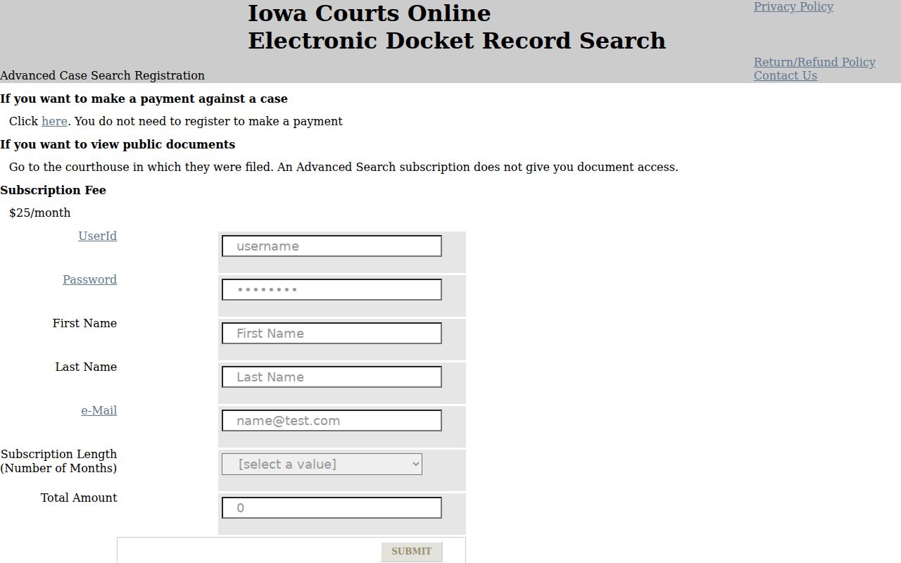 Clarke County criminal court Advanced Search registration