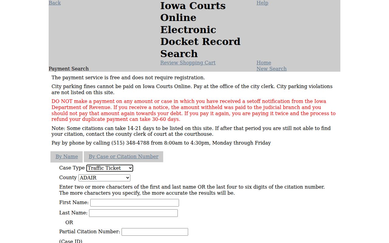 Clarke County criminal case and citation payment search