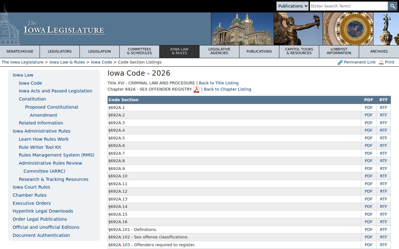 Iowa Code chapter 692A for Clarke County sex offender registry duties
